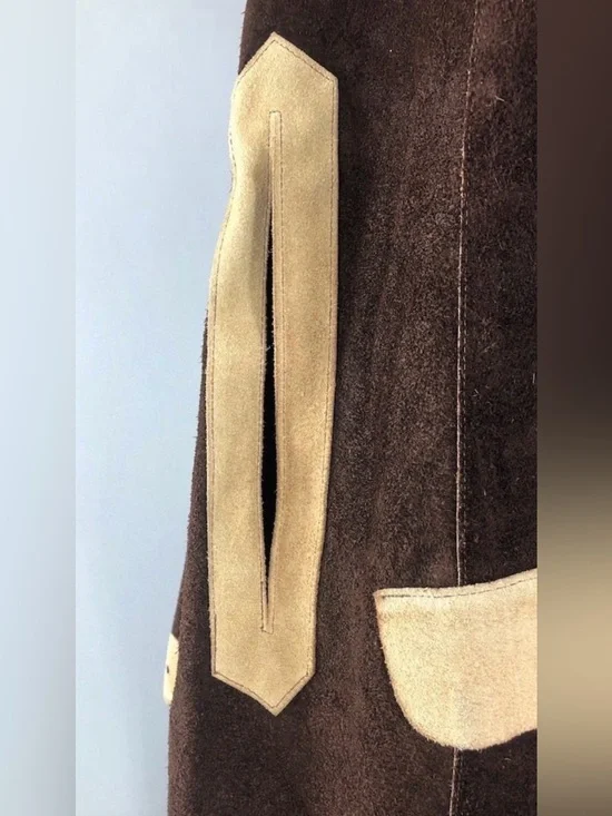 Vintage Leather Cape Poncho Hippie Jacket Size OS Tan Brown Zipper Front Western - Picture 11 of 13